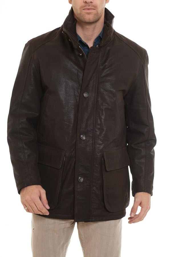 ARMA coat for men in brown leather - Image n°2