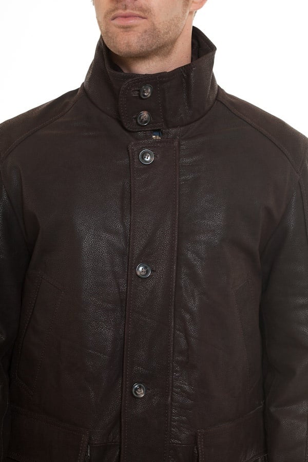 ARMA coat for men in brown leather - Image n°3