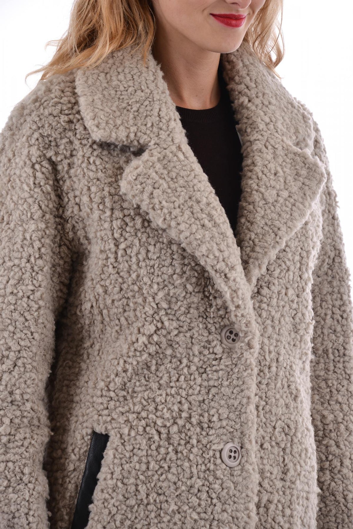 Oakwood women's taupe acrylic coat - Image n°3