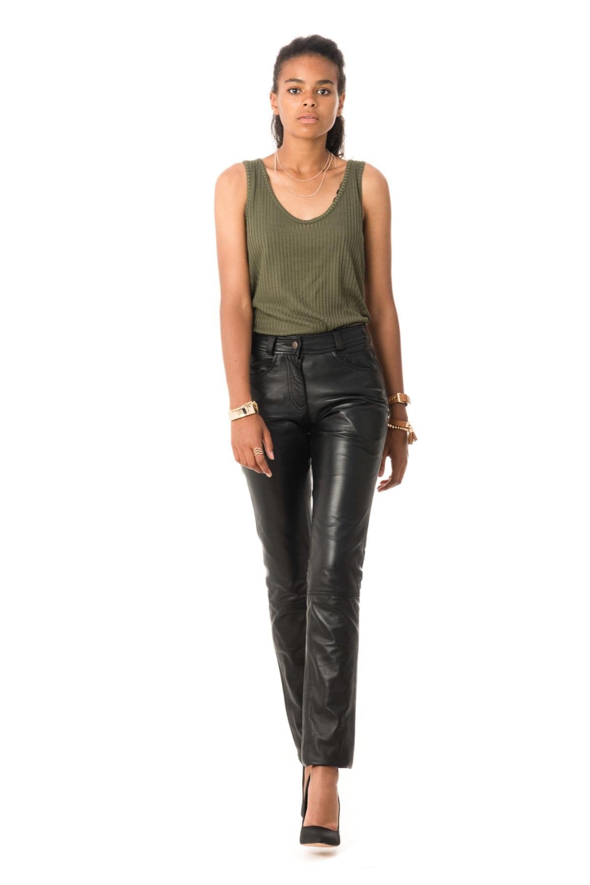 Women's lambskin leather pants - Image n°2