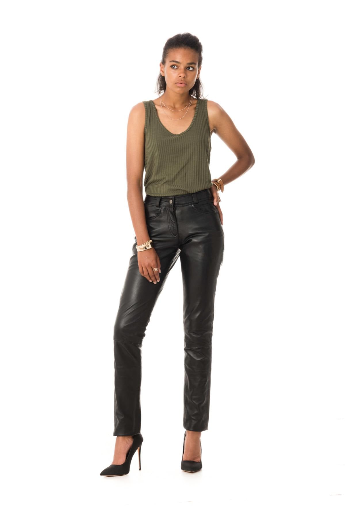 Women's lambskin leather pants - Image n°5