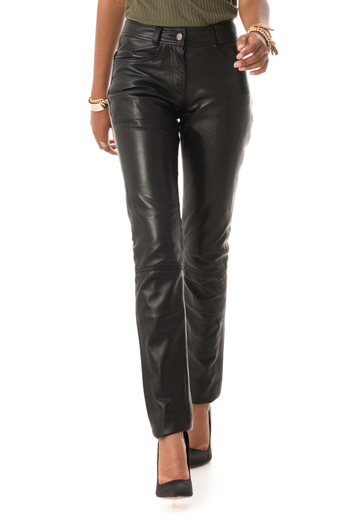 Women's lambskin leather pants - Image n°1