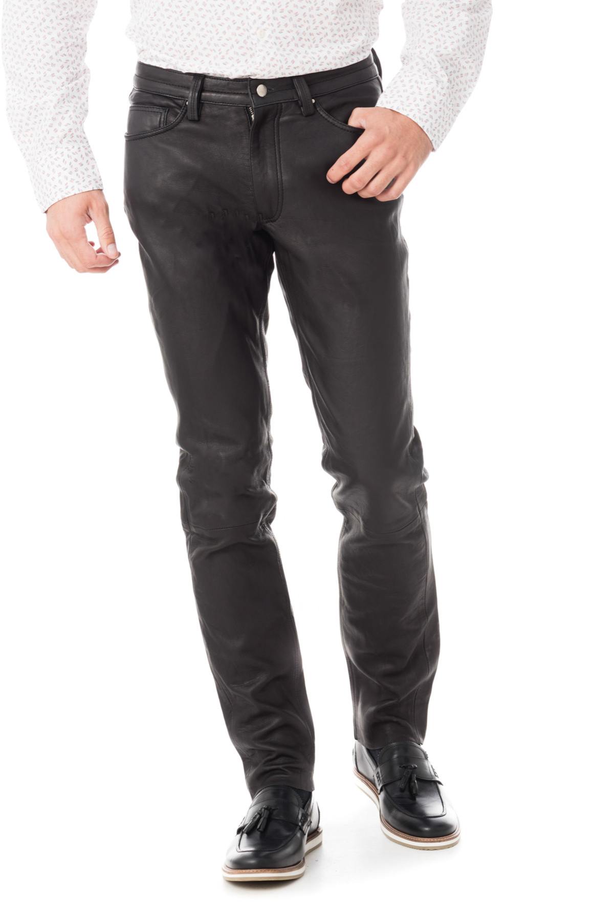 Men's black leather pants - Image n°4