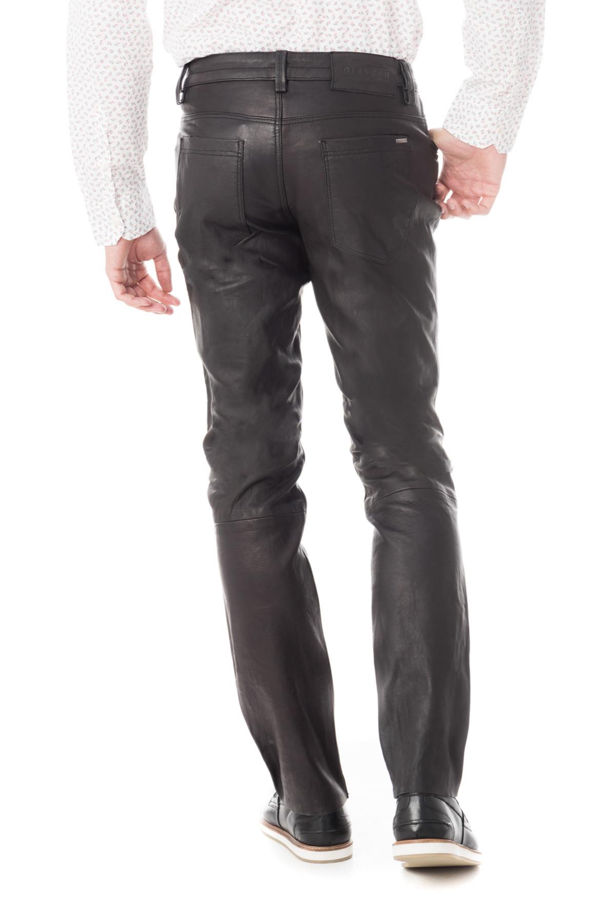 Men's black leather pants - Image n°2