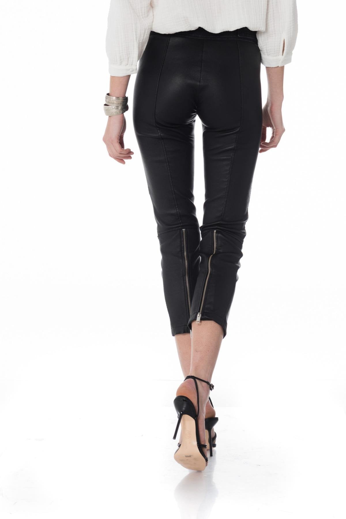 Diesel women's lambskin and denim pants - Image n°2