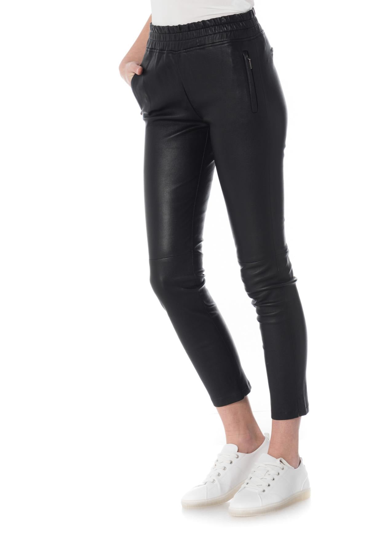 Oakwood women's leather pants with elastic waist - Image n°1