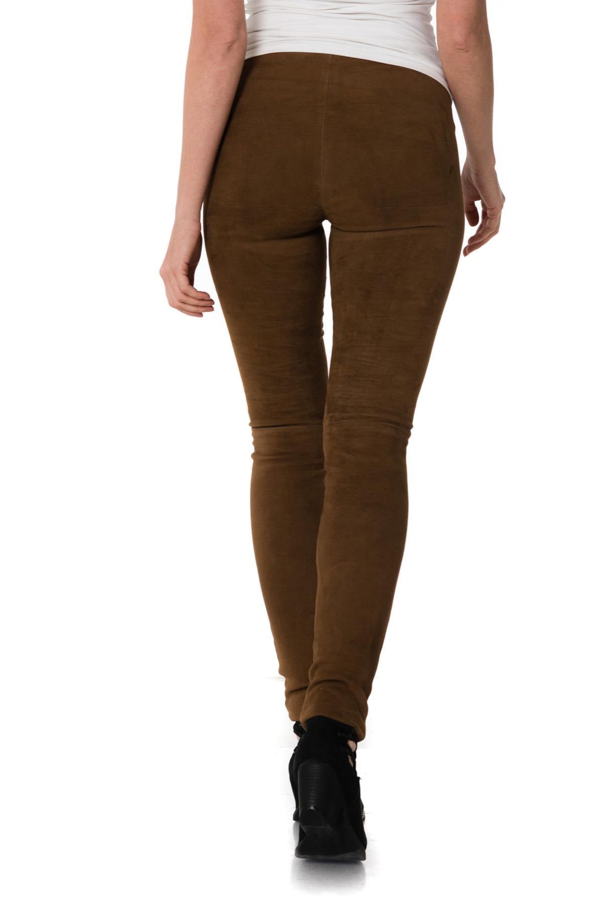 Velvet brown leather leggings - Image n°10