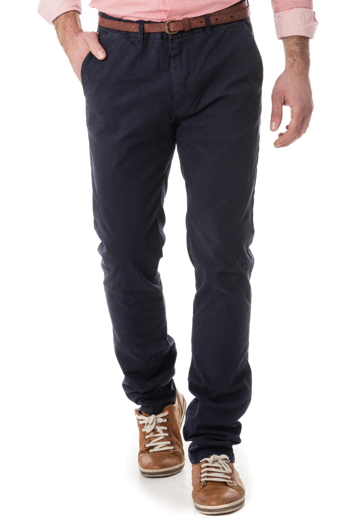 Navy blue chino pants for men - Image n°1