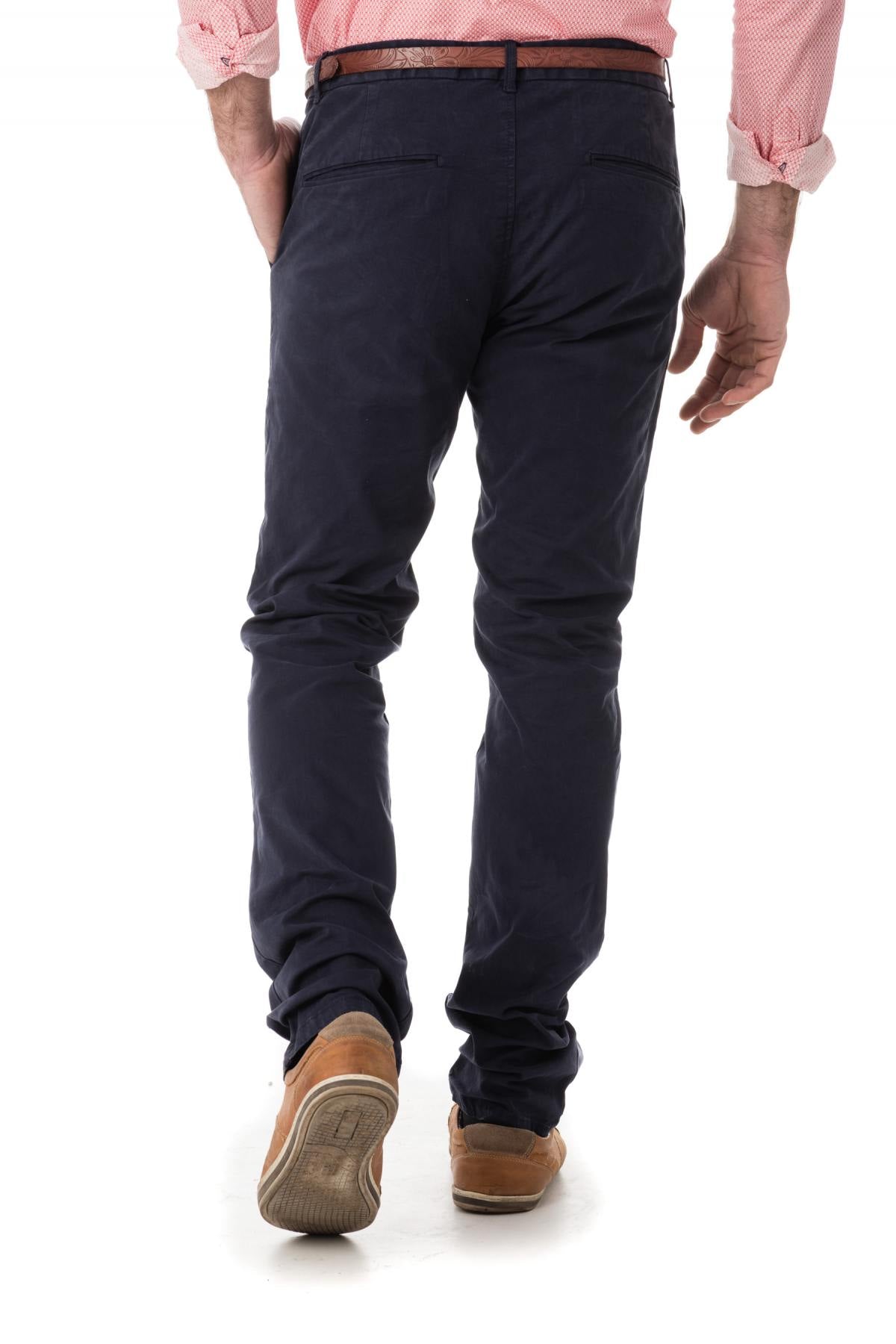 Navy blue chino pants for men - Image n°2