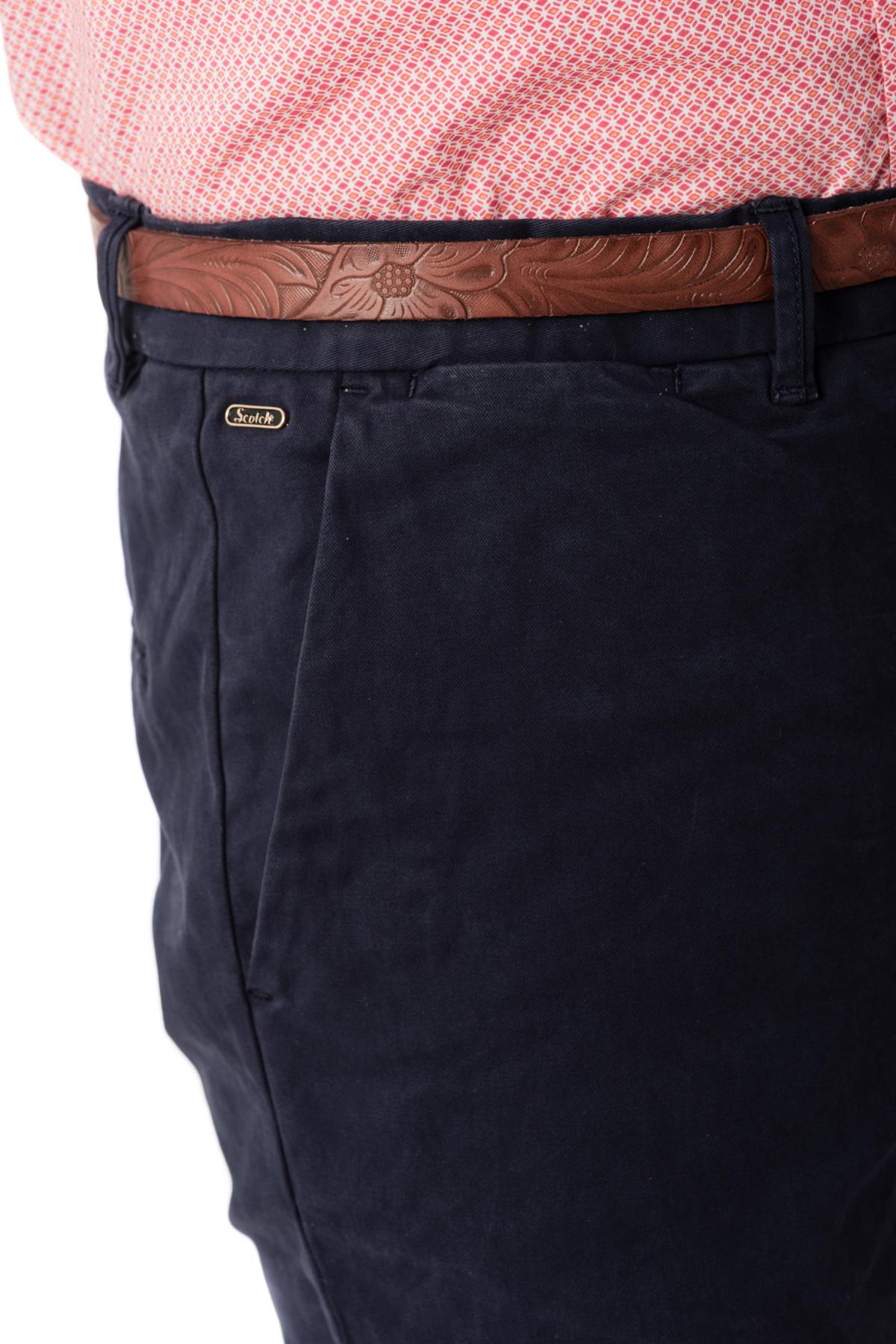 Navy blue chino pants for men - Image n°4