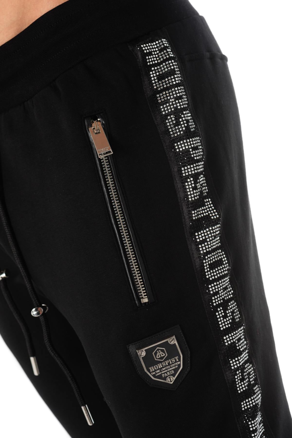 Horspist black jogging pants with rhinestones - Image n°5