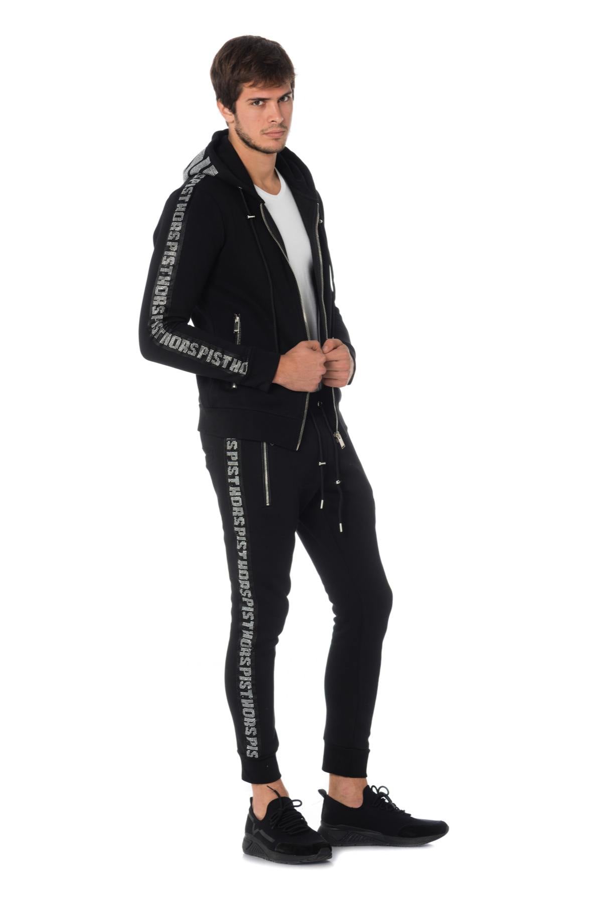 Horspist black jogging pants with rhinestones - Image n°6