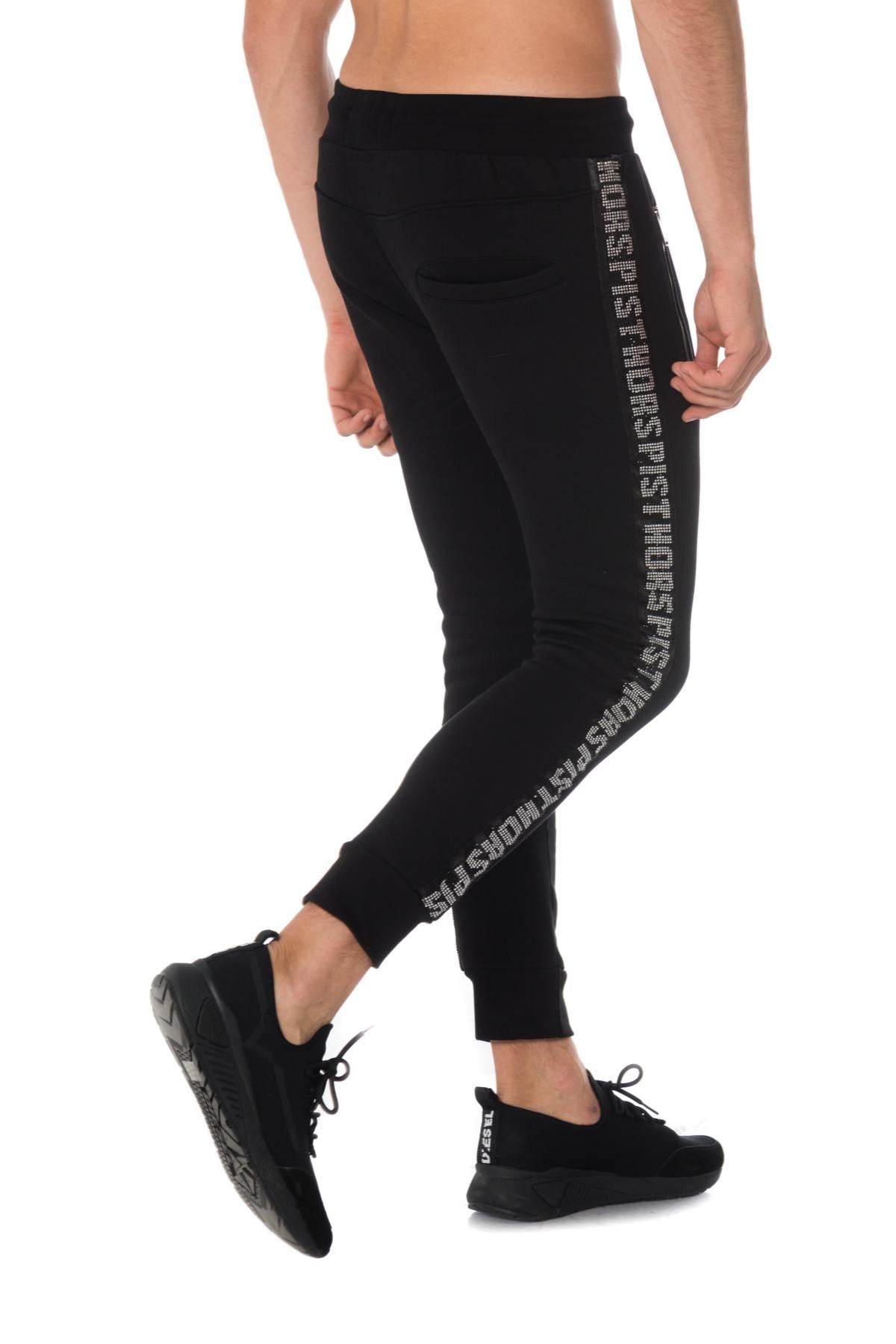 Horspist black jogging pants with rhinestones - Image n°2