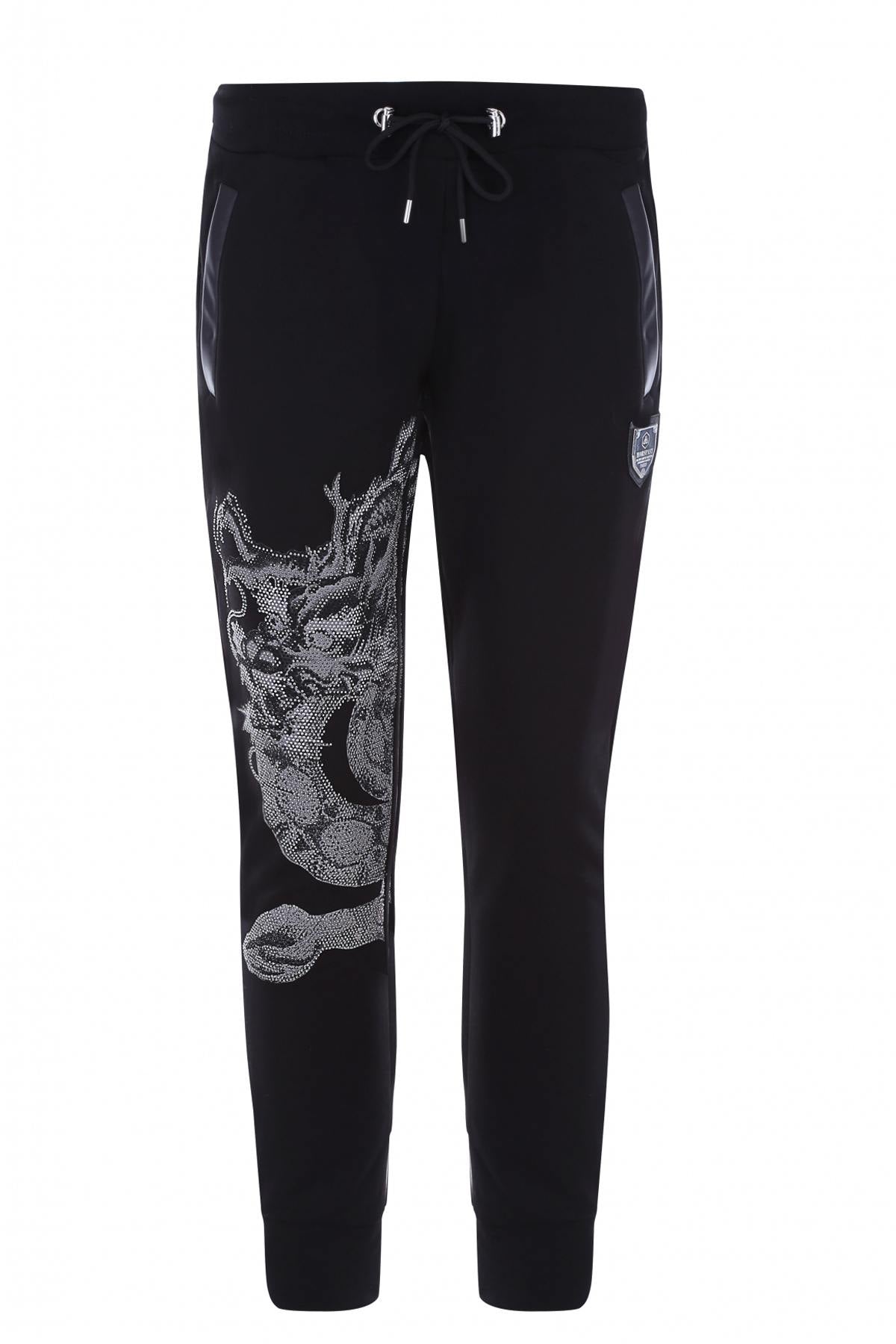 Jogger pants with rhinestone snake and dragon - Image n°3