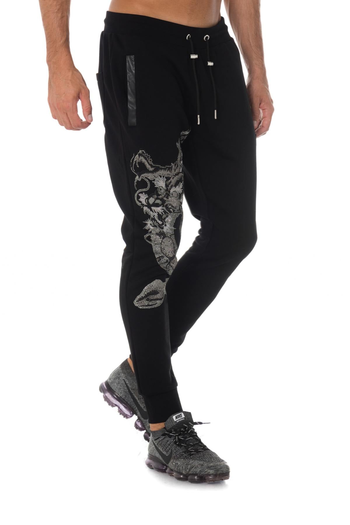 Jogger pants with rhinestone snake and dragon - Image n°6