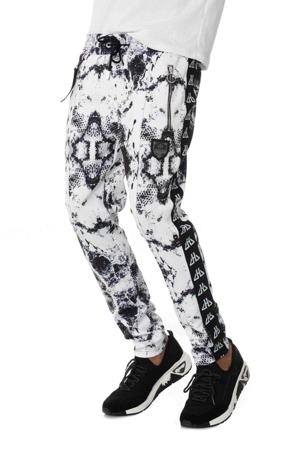 black and white printed jogging pants - Image n°1