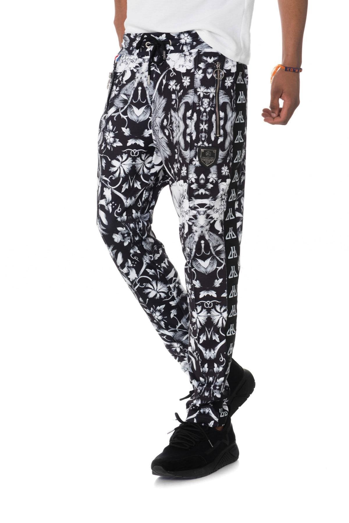 black and white printed sweatpants - Image n°1