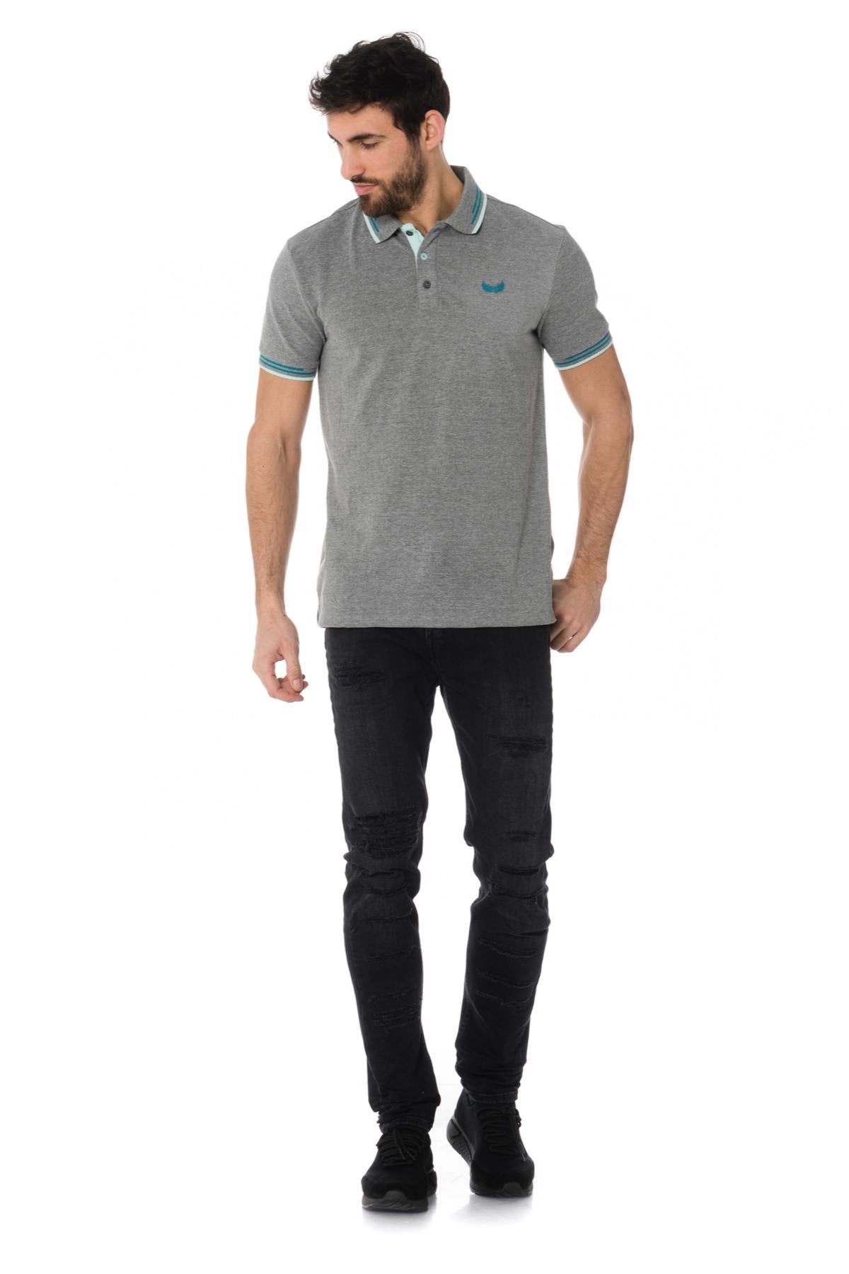 Men's heather gray polo shirt - Image n°3