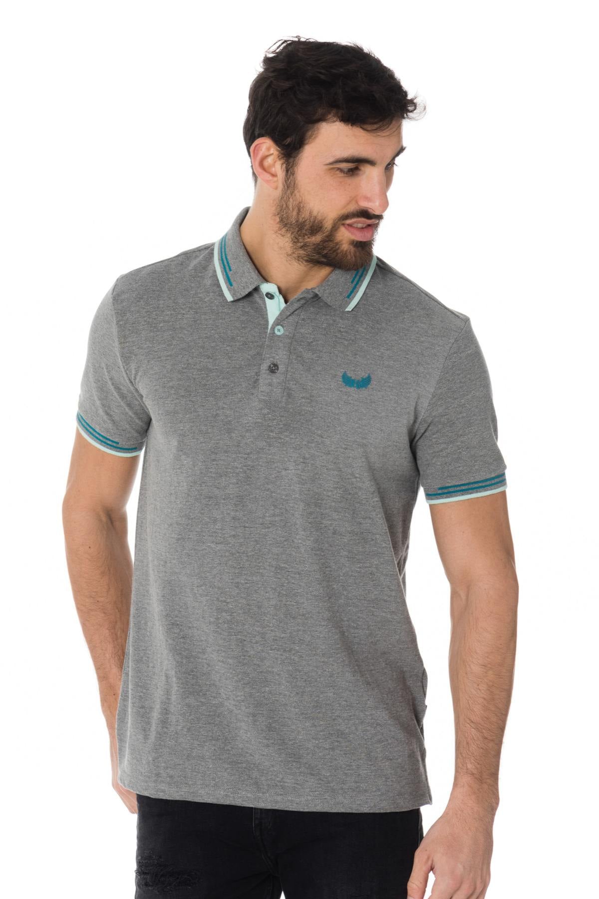 Men's heather gray polo shirt - Image n°1