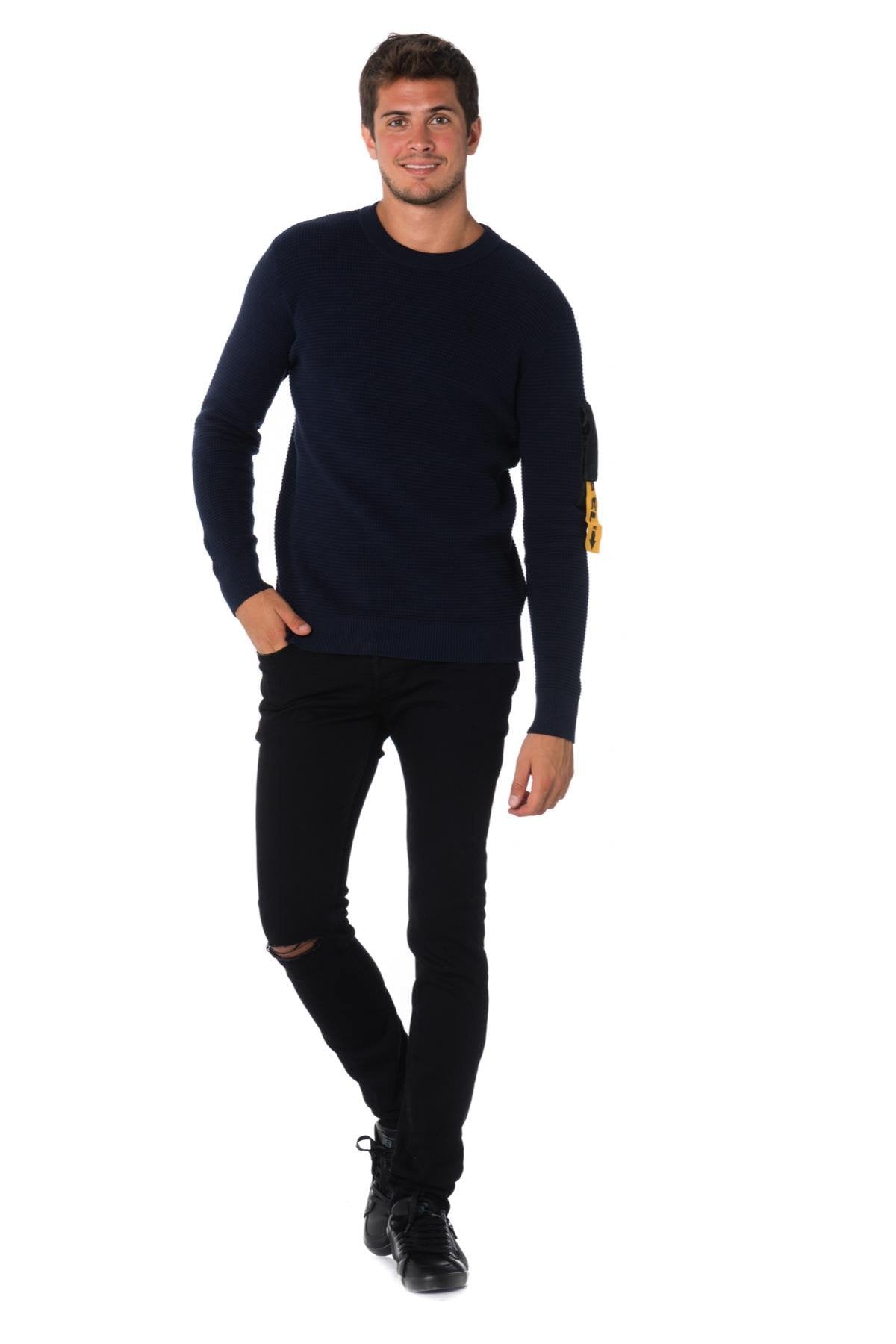 Diesel men's navy blue textured sweater - Image n°3