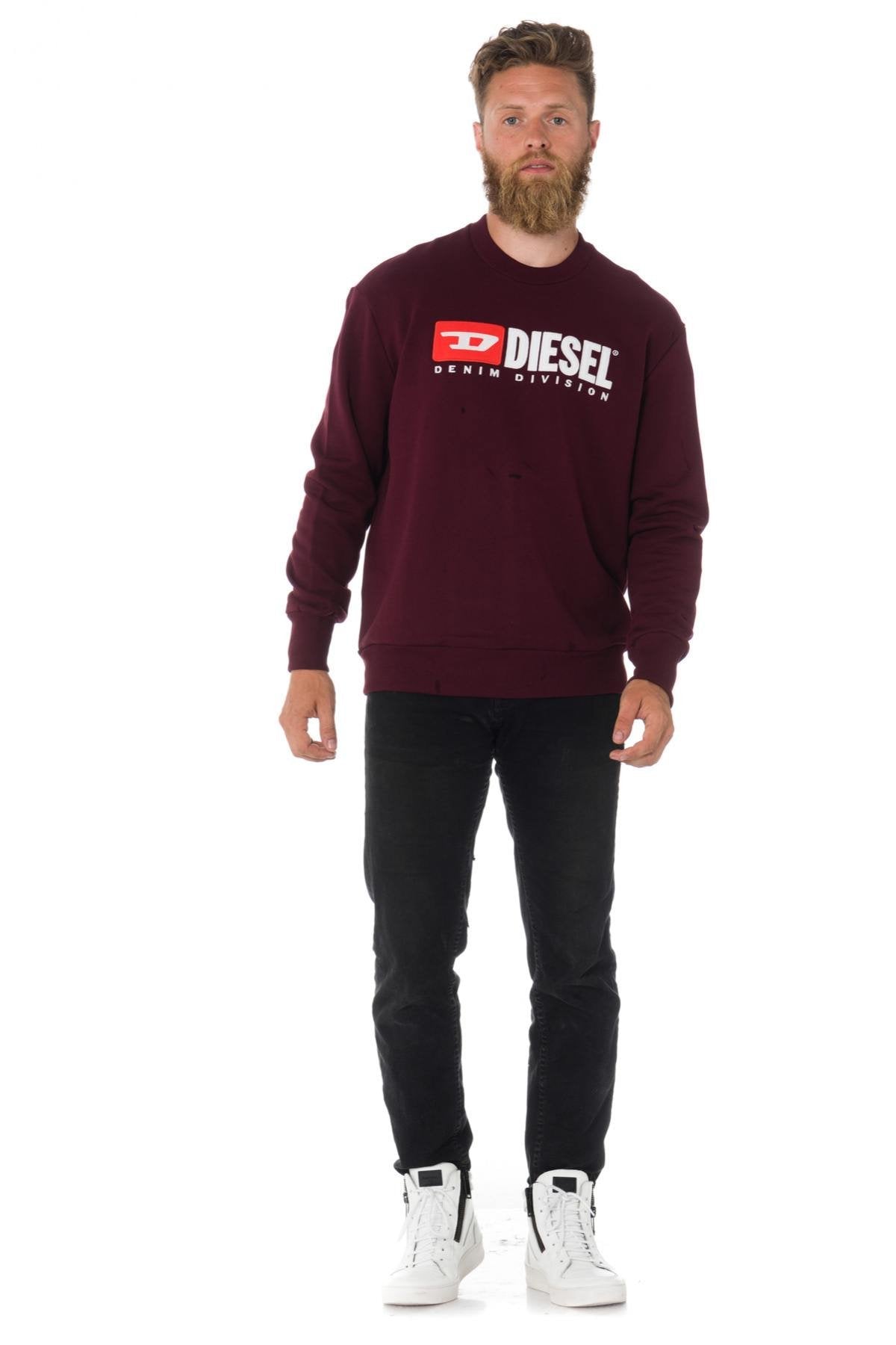 Men's burgundy Diesel sweatshirt - Image n°2