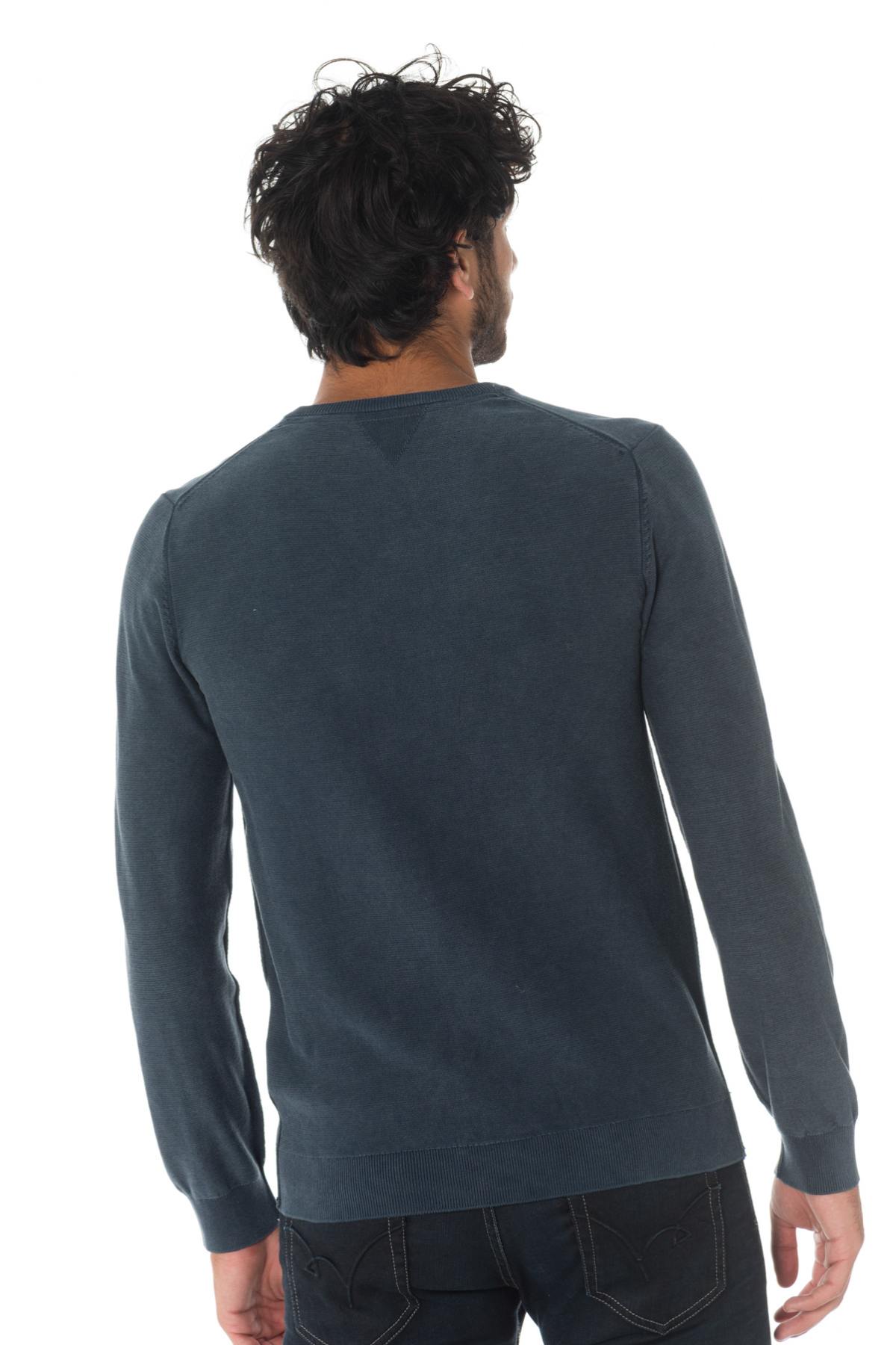 Navy blue Kaporal V-neck sweater with aged effect - Image n°3