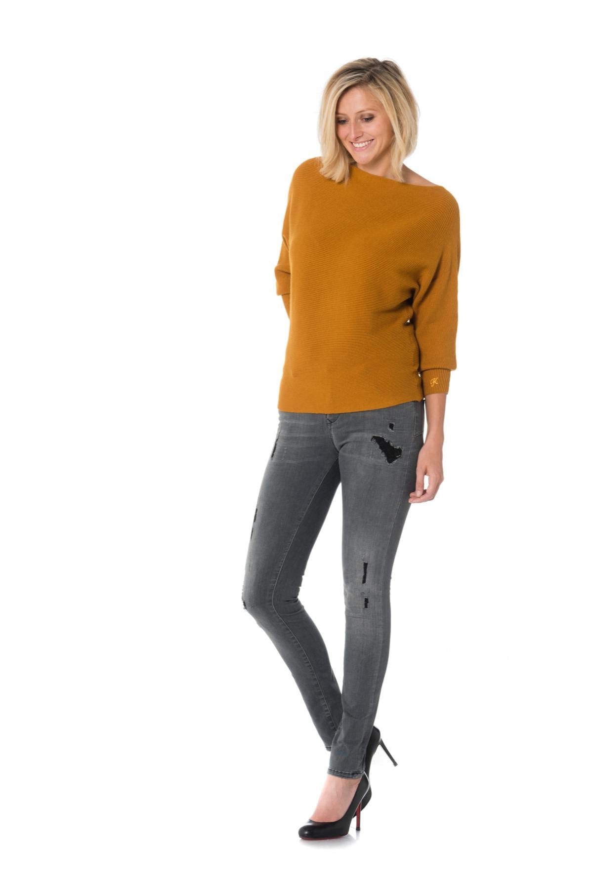 Kaporal women's ribbed sweater in honey color - Image n°2