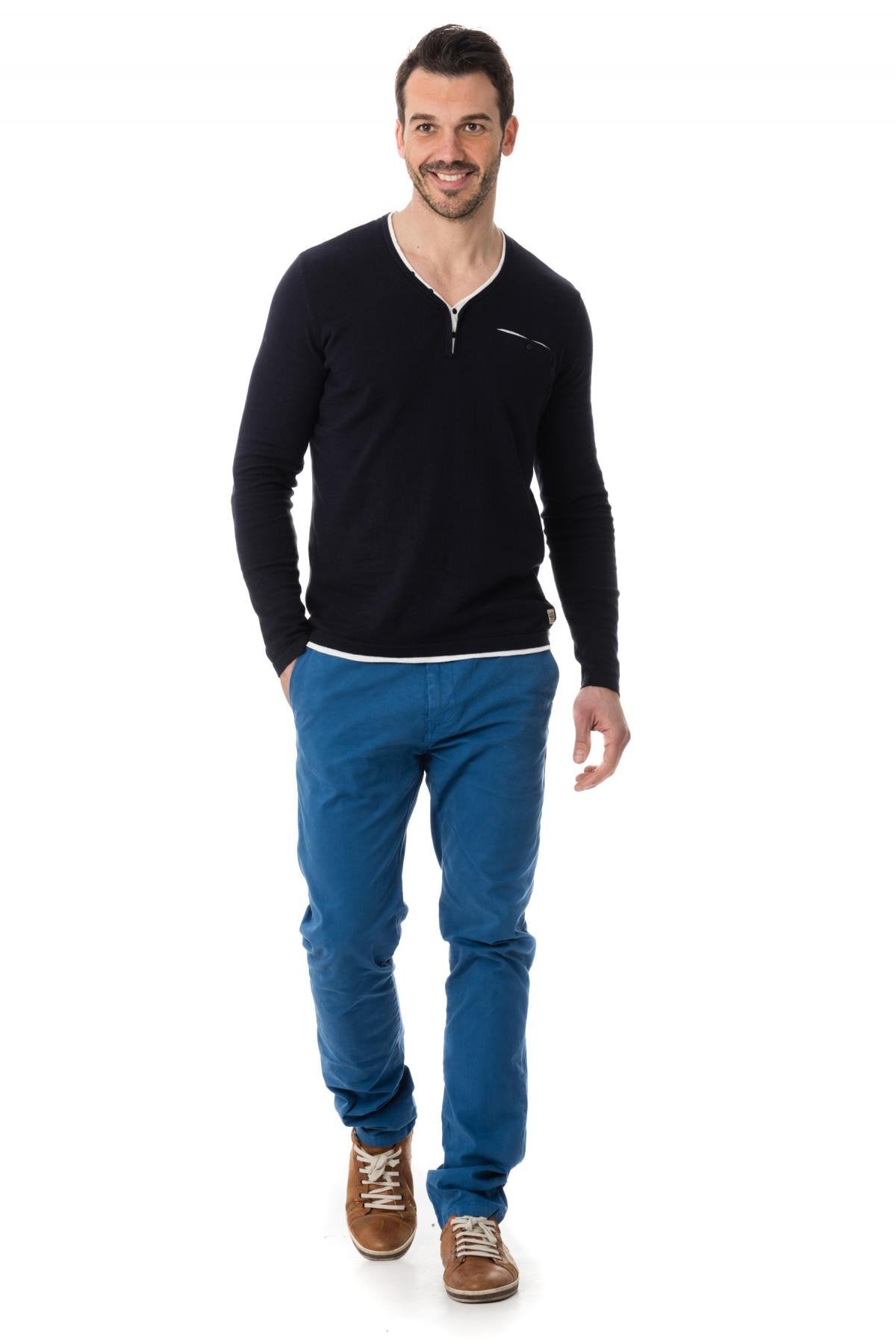 Men's V-neck sweater DENIZ CARBONE KAPORAL - Image n°2