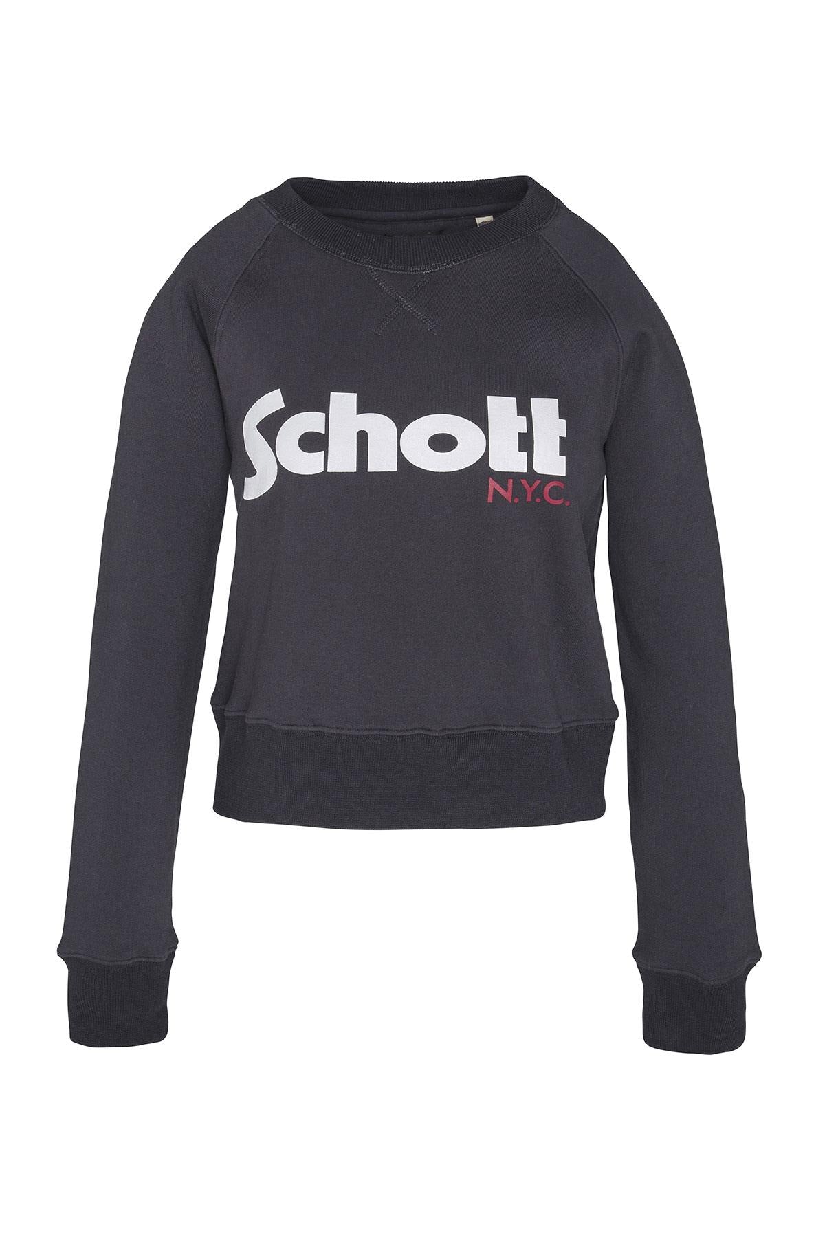 Schott women's short navy blue sweatshirt - Image n°3