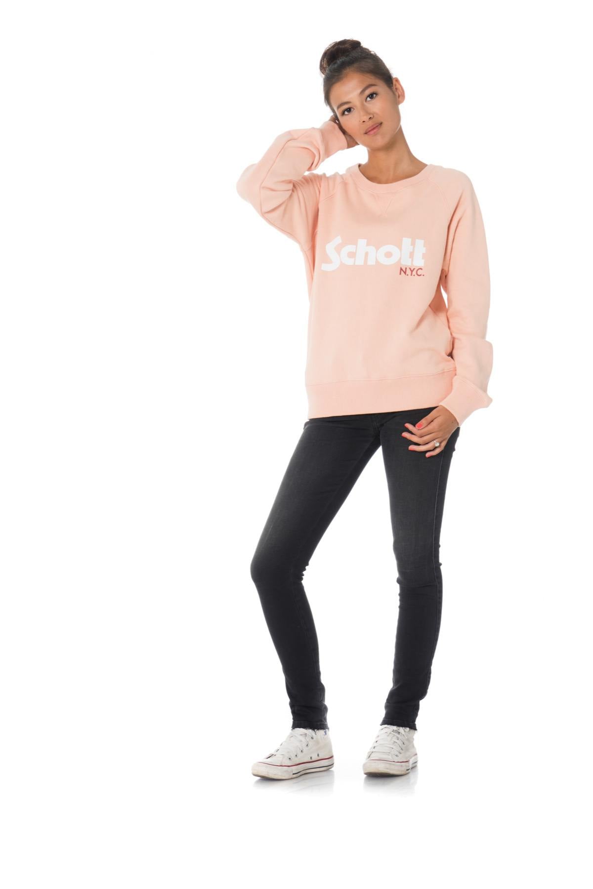 Schott women's pink sweatshirt - Image n°2