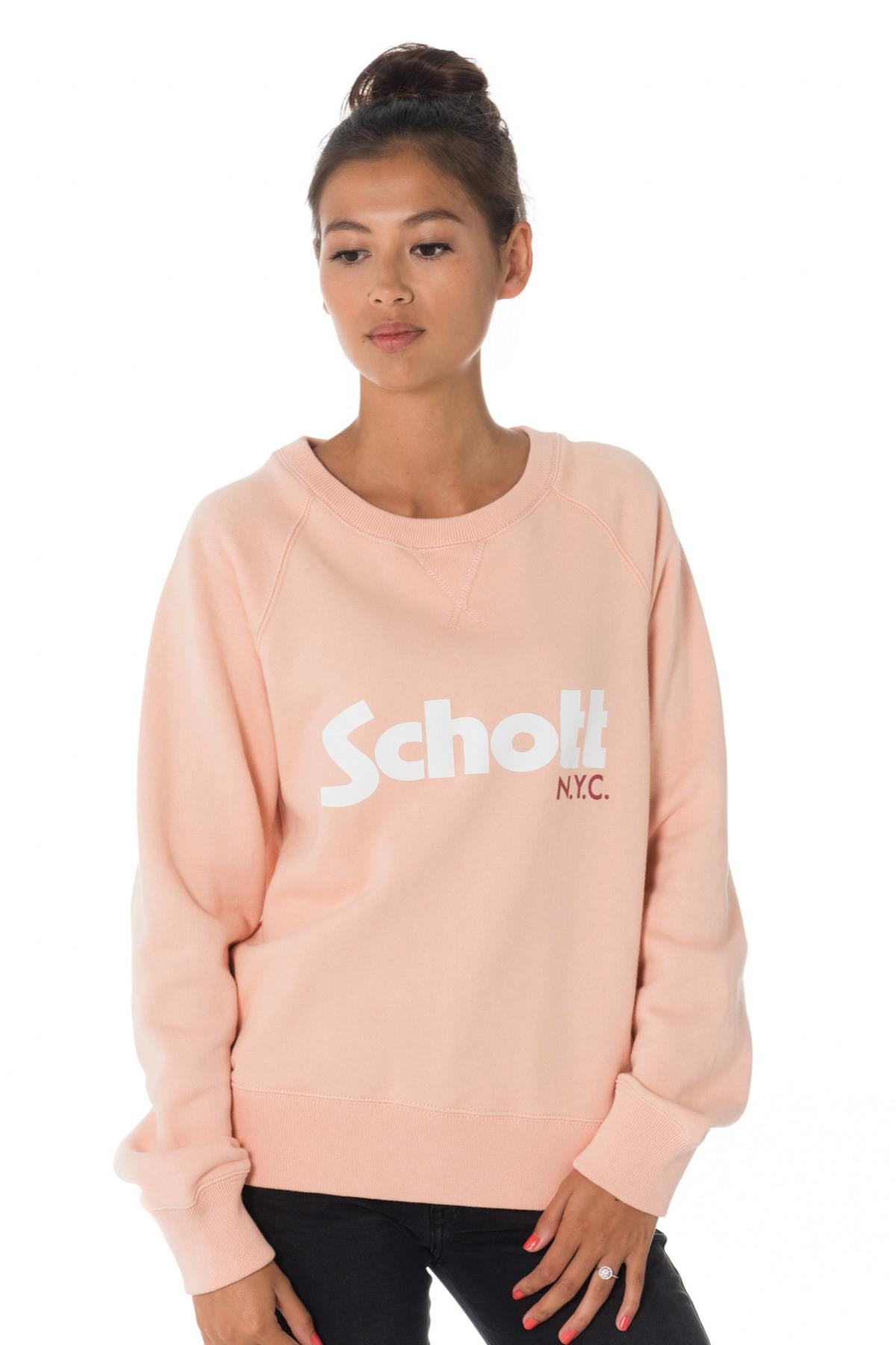 Schott women's pink sweatshirt - Image n°1