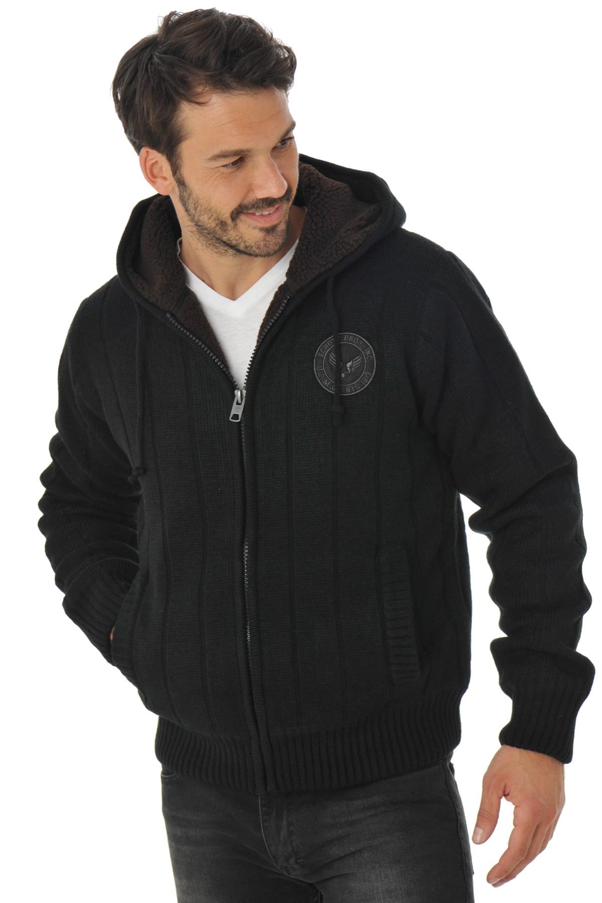 SCHOTT black zipped hooded vest - Image n°1