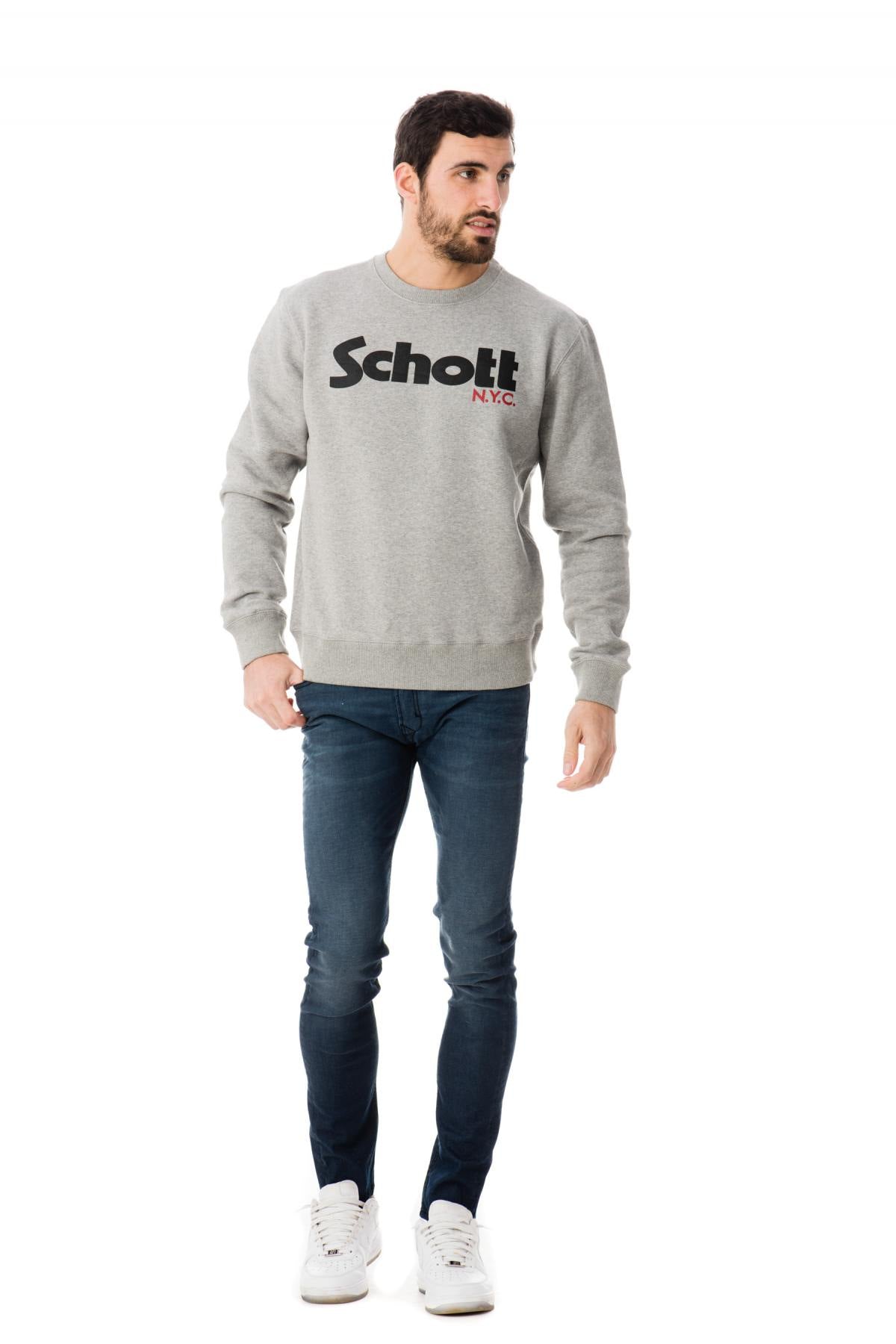 Original Schott heather gray sweatshirt jumper - Image n°2