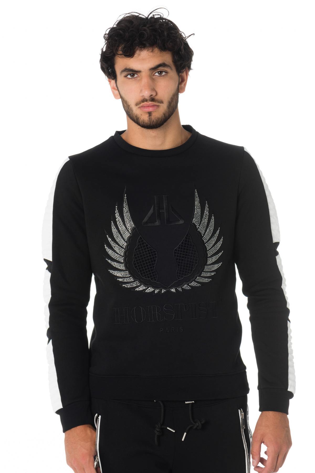 Horspist men's black and white sweatshirt - Image n°1