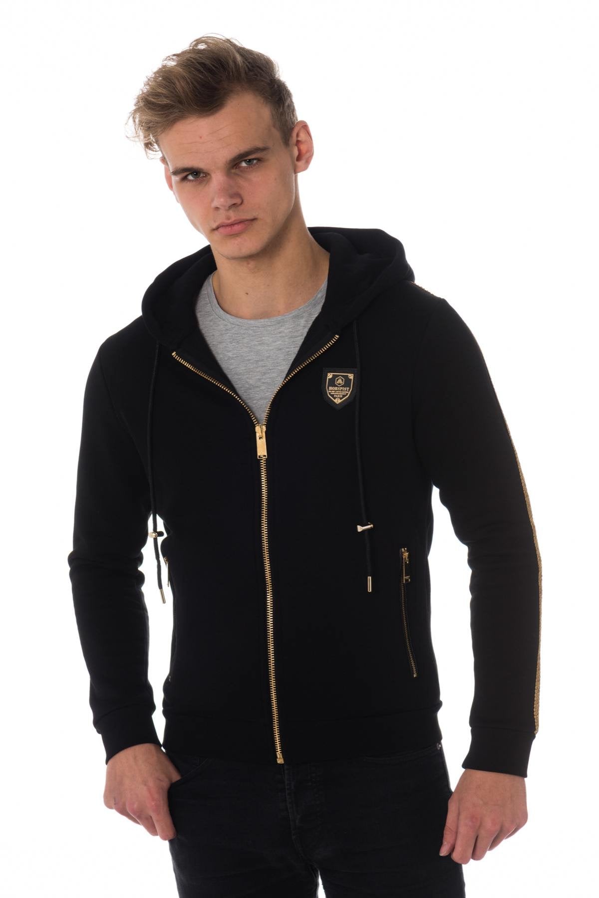 Horspsit men's zipped sweatshirt with rhinestones and gold braid - Image n°2