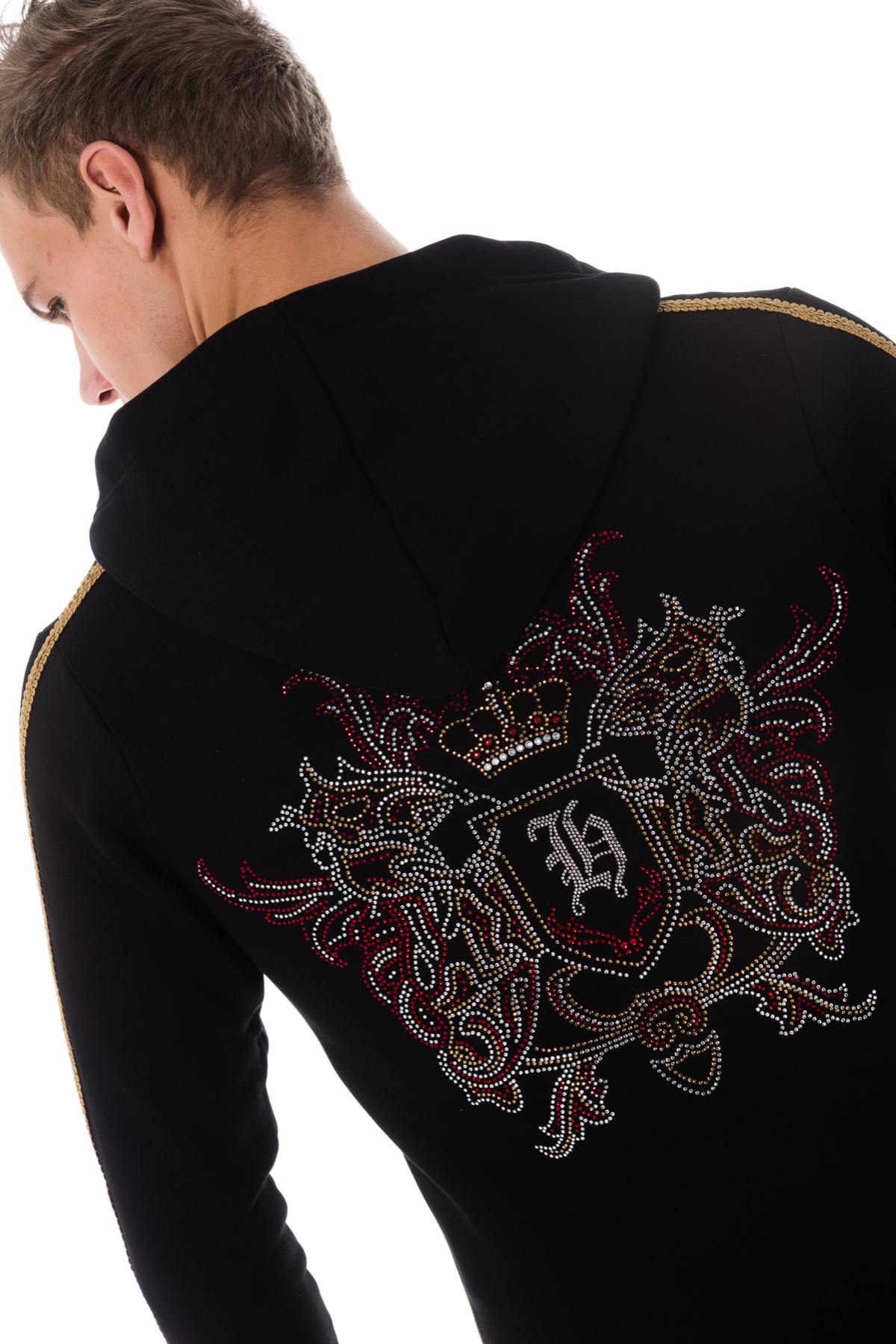 Horspsit men's zipped sweatshirt with rhinestones and gold braid - Image n°7