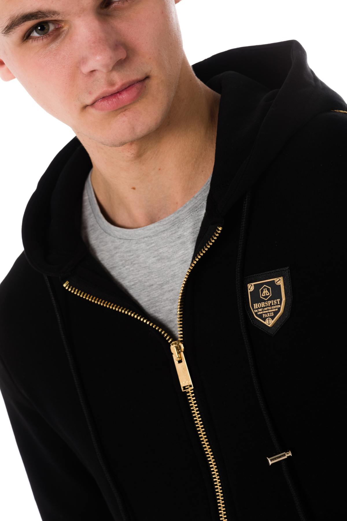 Horspsit men's zipped sweatshirt with rhinestones and gold braid - Image n°8