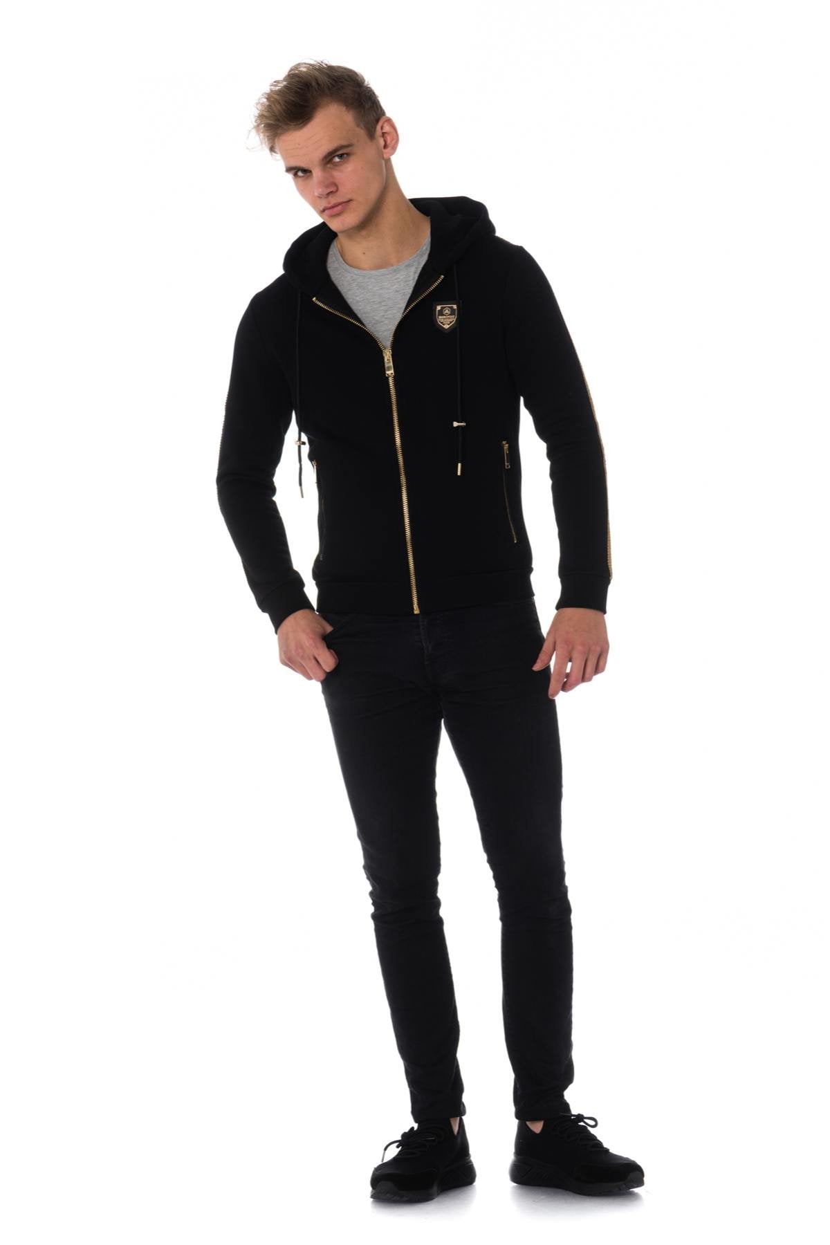 Horspsit men's zipped sweatshirt with rhinestones and gold braid - Image n°5