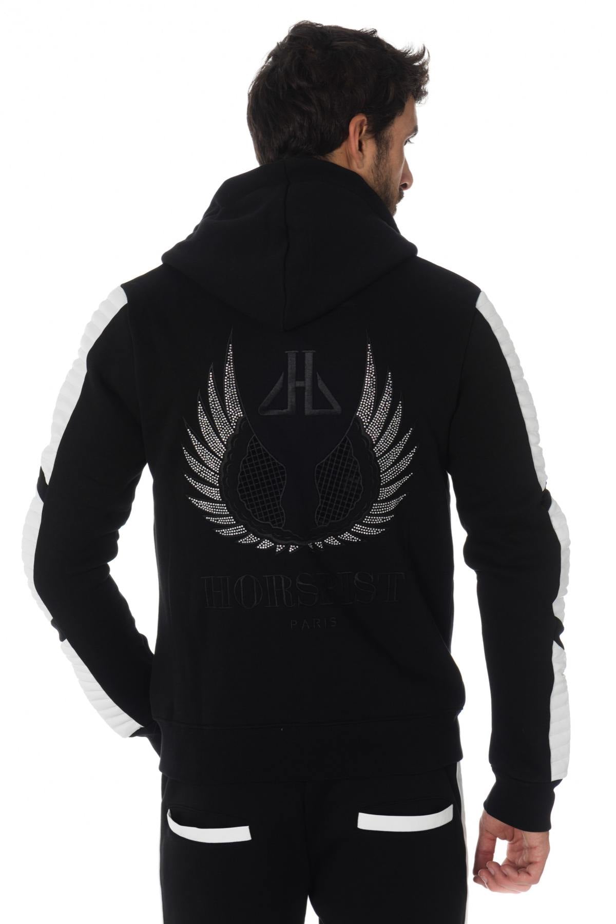 Black/White Horspist Zip Hoodie - Image n°1