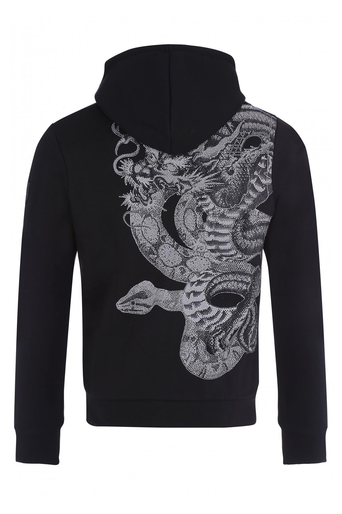 Hoodie with rhinestone snake on the back - Image n°3