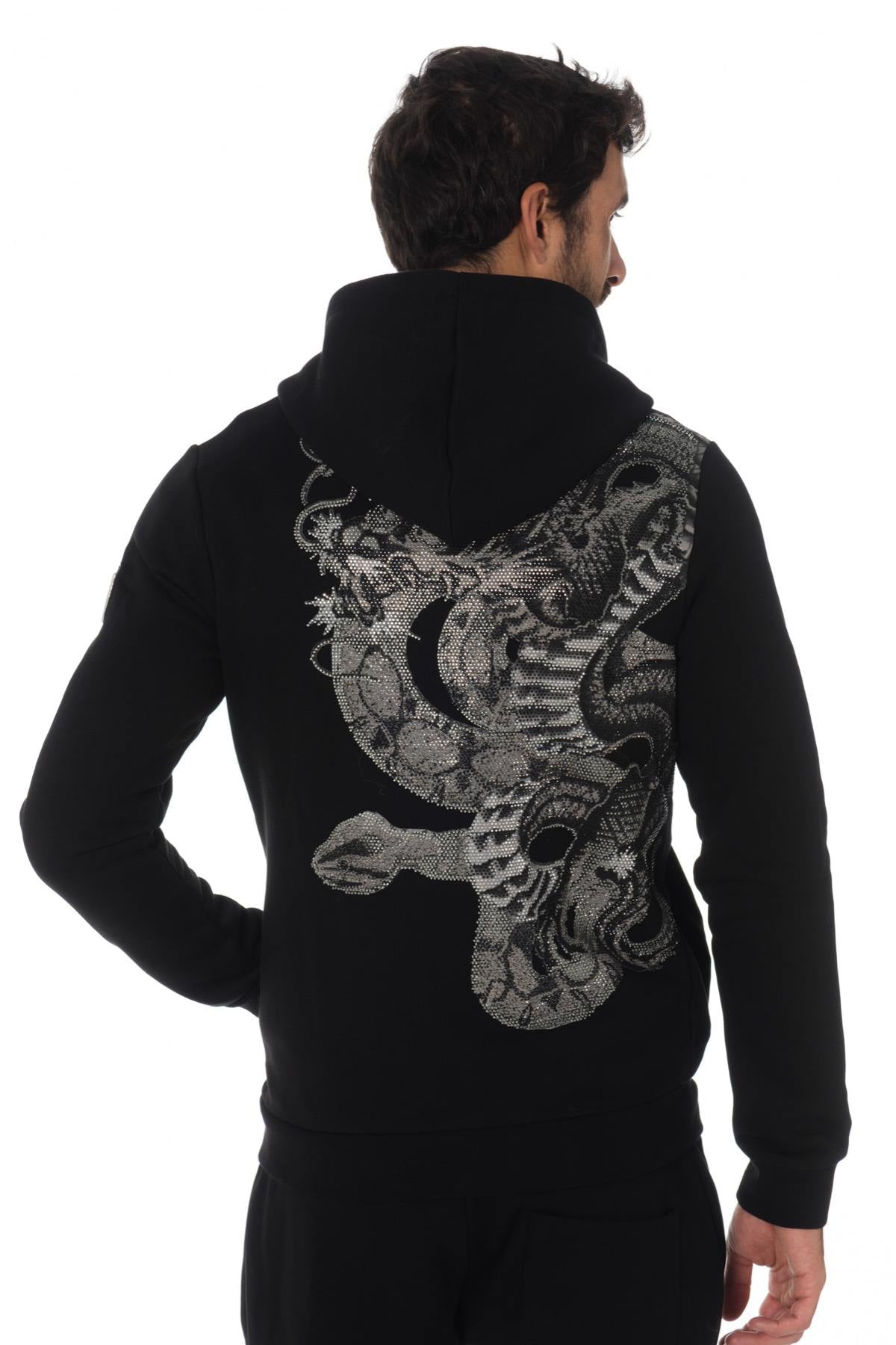 Hoodie with rhinestone snake on the back - Image n°1