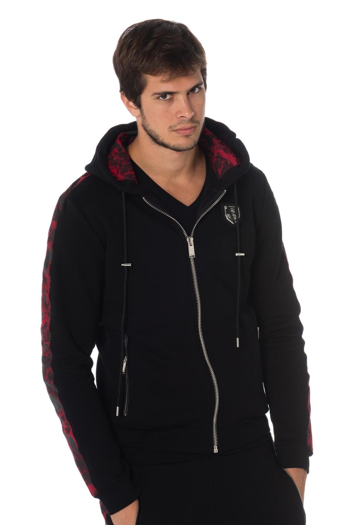 Horspist men's red and black zipped sweatshirt - Image n°1