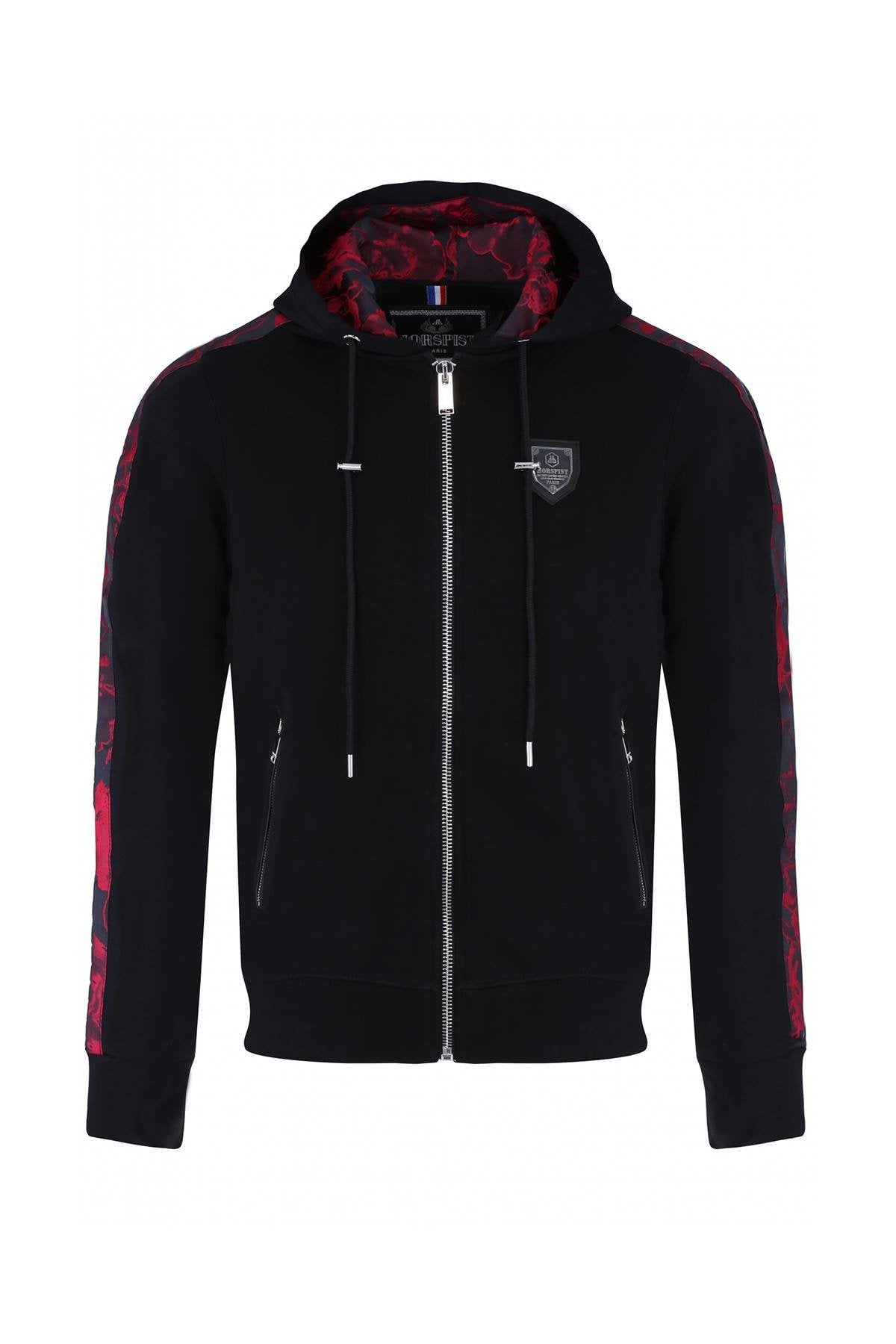 Horspist men's red and black zipped sweatshirt - Image n°3