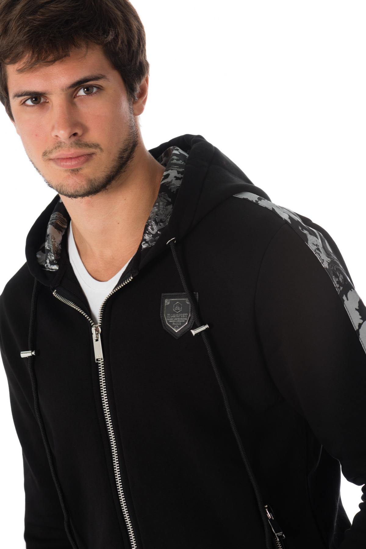 Horspist men's black/silver zipped sweatshirt - Image n°2