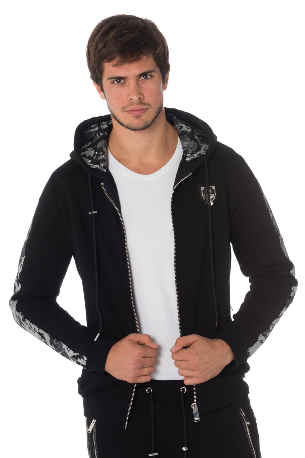 Horspist men's black/silver zipped sweatshirt - Image n°5