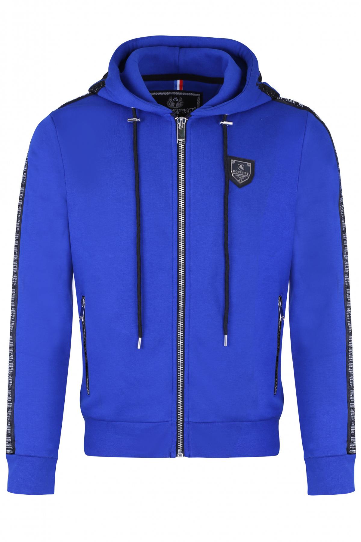 Horspist men's royal blue sweatshirt with rhinestones - Image n°3