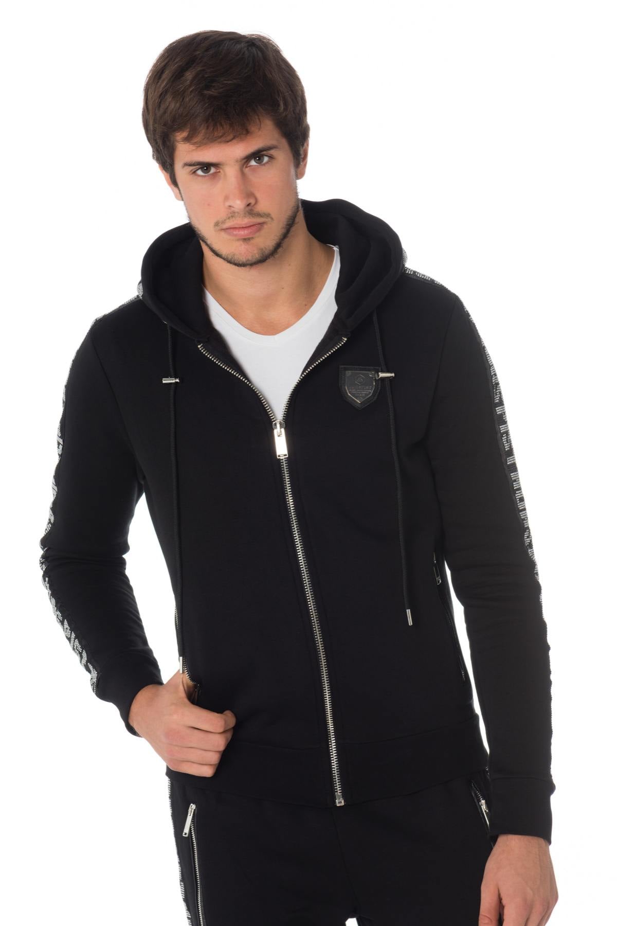 Horspist men's black zipped sweatshirt with rhinestones - Image n°8