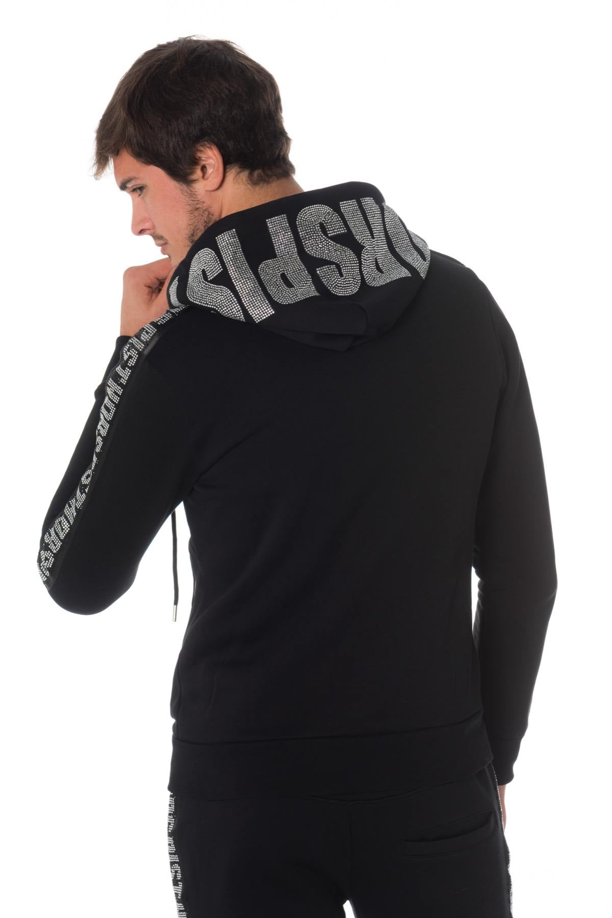 Horspist men's black zipped sweatshirt with rhinestones - Image n°9