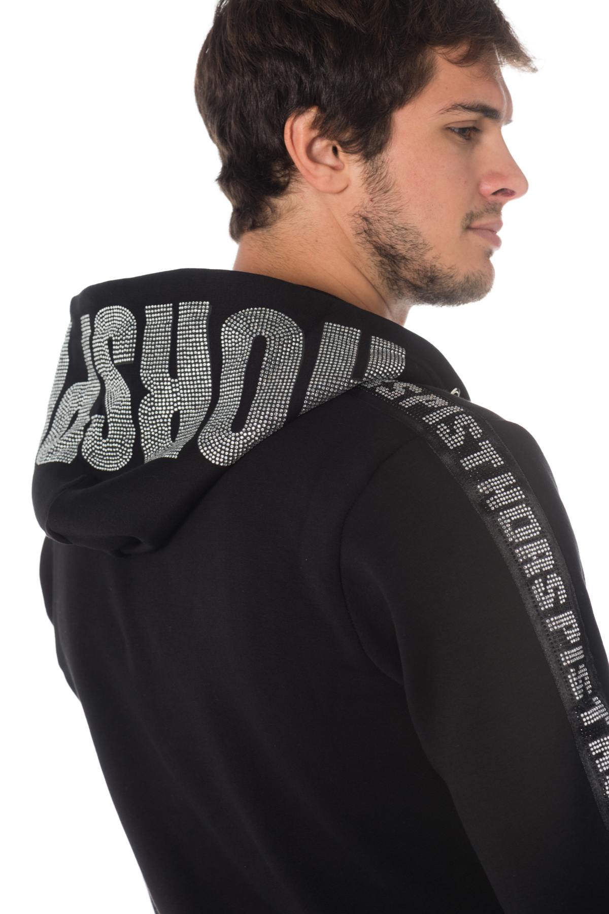 Horspist men's black zipped sweatshirt with rhinestones - Image n°2