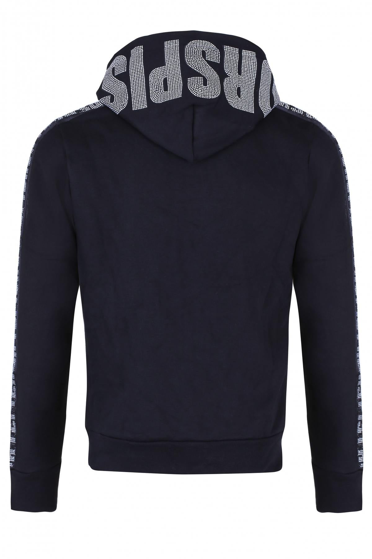 Horspist men's black zipped sweatshirt with rhinestones - Image n°4